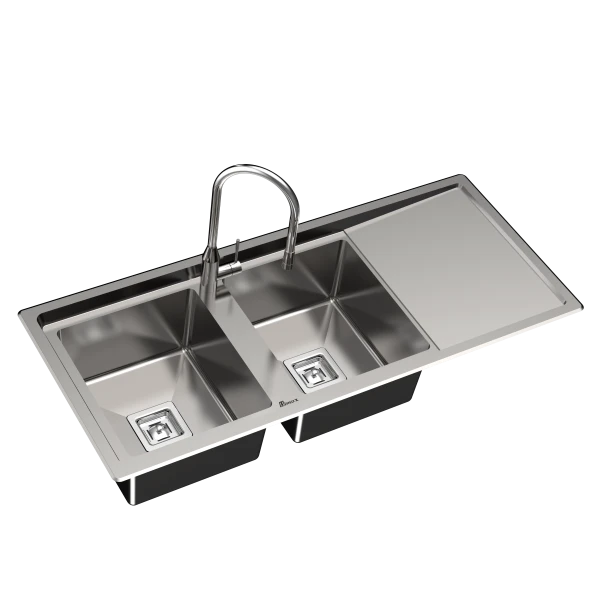 سینک دو کاسه نیمه فانتزی لگن چپ ابراه کوچک 120*60کد 260 با سیفون البرز-alborz