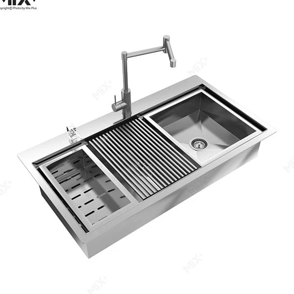 سینک دو کاسه نیمه فانتزی لگن راست ابراه کوچک 120*60کد 260 با سیفون البرز alborz
